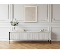 Meuble TV 4 portes 193 cm LENARA avec tasseaux et LED blanc BOBOCHIC Blanc