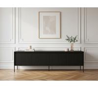 Meuble TV 4 portes 193 cm LENARA avec tasseaux et LED noir BOBOCHIC Noir