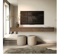 Meuble TV 4 portes - BEMMI SLIM - aspect bois noyer Wisconsin - 200 cm