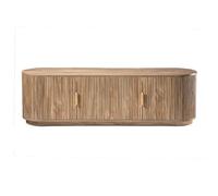 Meuble TV 4 portes effet chêne façades lames arrondies L160 cm - ACHILLE