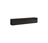 DEYTON - Meuble TV 4 Portes Laqué Noir Brillant -