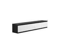 Meuble TV 4 Portes Laqué Noir et Blanc Brillant - DEYTON -
