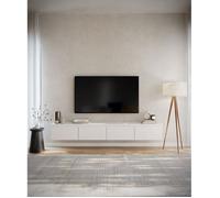 Meuble TV 4 portes -suspendu - BEMMI- 200 cm - blanc