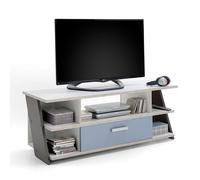 Meuble TV 5 Niches "Anoya" 135cm Chêne & Blanc