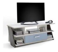 Meuble TV 5 Niches "Anoya" 135cm Chêne & Blanc Beige G