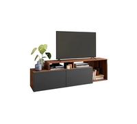 ACTUAL DIFFUSION Meuble TV 50 Pouces 2 Abattants Noir et Chêne foncé L 164 H 46.5 P 37.5 cm
