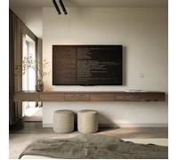 Meuble TV 6 portes - BEMMI SLIM - aspect bois noyer Wisconsin - 300 cm