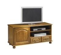 Meuble TV 60 Pouces - ACTUAL DIFFUSION - Chêne Rustique - 1 Porte - 2 Tiroirs - 4 Niches