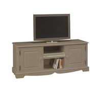 Meuble TV 60 Pouces Taupe Style Anglais 2 Portes 6 Niches 142.4 x 55.5 x 46 cm