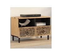 vidaXL Meuble TV 358213 – Bois massif de manguier 70x33x46 cm Marron