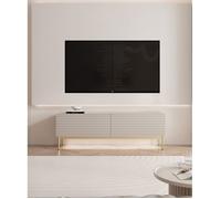 Meuble TV à 2 portes avec LED - LINEARIS - 139 cm - gris cachemire