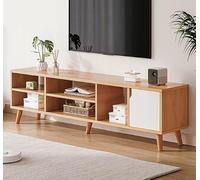 Meuble TV À Long Tiroir de Rangement, Console Multimédia À Compartiment Ouvert, Support Stable en Bois Massif, Meubles de Salon et de Chambre À Coucher(47.2in Single Door)