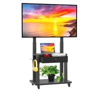 Meuble TV à roulettes avec tiroir en Tissu pour écrans Plats/incurvés de 32 à 75 Pouces, Hauteur réglable, LCD/LED/OLED avec Espace de Rangement, Chariot TV Mobile sur roulettes jusqu'à 100 kg