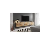 Meuble TV à suspendre SLANT 240 avec LED RGB 240x40x35 cm-Chêne-Chêne--