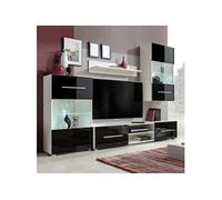 Meuble TV à vitrine murale avec lumière LED 4 pcs noir