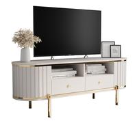 Meuble TV - ABIKSMEBLE New York - pour salon, entrée, couloir, 50,5x151 cm x40cm, Corps Blanc, Raccords et GarnituresOr