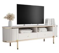 Meuble TV - ABIKSMEBLE New York - pour salon, entrée, couloir, 50,5x181 cm x40cm, Corps Blanc, Raccords et GarnituresOr