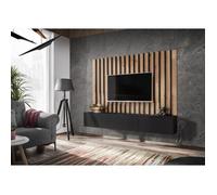 Meuble TV - AC-Déco - Ensemble meuble TV ""Verti II"" - Beige/Noir - L 180 x H 148 x P 35 cm