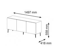 Meuble TV - AC-DÉCO - Ravenna - 3 portes en bois - Blanc mat - L 150 x P 42 x H 58 cm