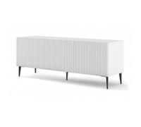 Meuble TV - AC-DÉCO - Ravenna - 3 portes en bois - Finition mat - Noir - L 150 x P 42 x H 56 cm