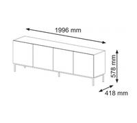 Meuble TV - AC-DÉCO - Ravenna - 4 portes en bois - Noir et beige - L 200 x P 42 x H 58 cm