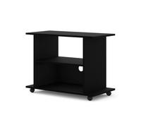 Meuble TV - AC-Déco - Table à roulettes Yogi - Noir mat - L 80 cm - Design contemporain