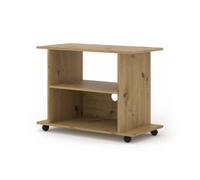 Meuble TV - AC-Déco - Yogi - Beige - L 80 cm - Sur roulettes - 2 étagères ouvertes