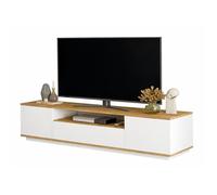 Meuble TV - ACTUAL DIFFUSION - Meuble TV Bar 70 Pouces - Imitation chêne & blanc - 3 portes 4 niches - L180 x H44.6 x P44.5 cm