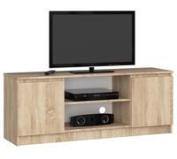 Meuble TV - AKORD - Chêne Sonoma - 140 cm - 2 portes - 2 étagères
