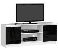 Meuble TV AKORD pour salon blanc 140 cm - Marque AKORD - 2 portes - 2 étagères