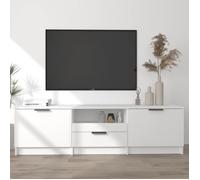 Meuble TV - AKOZON - 140x35x40 cm - Bois d'ingénierie - Blanc - Tiroir inclus