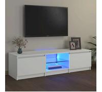 Meuble TV - AKOZON - 140x40x35,5 cm - Blanc - Lumi Meuble TV avec lumières LED blanc 140x40x36 cm 11366