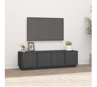 Meuble TV - AKOZON - 140x40x40 cm - Bois de pin massif - Couleur gris - Style contemporain