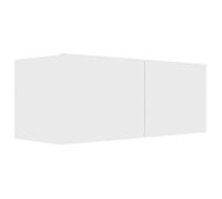 Meuble TV - AKOZON - 80x30x30 cm - Bois d'ingénierie - Blanc - 2 portes abattantes