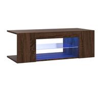 Meuble TV - AKOZON - Chêne marron - 90x39x30 cm - Lumières LED RVB - Design contemporain
