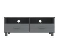 Meuble TV - AKOZON - HAMAR - Bois massif de pin - Gris foncé - 106x40x40 cm