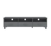 Meuble TV - AKOZON - HAMAR - Bois massif de pin - Gris foncé - 158x40x40 cm