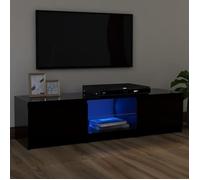 Meuble TV - AKOZON - Noir - 120x30x35,5 cm - Lumières LED RVB - Design Contemporain
