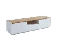 Meuble TV AMANI - 2 portes & 1 tiroir - MDF - Coloris: Blanc laqué et chêne