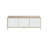 Meuble TV AMAYA 2 portes et 2 tiroirs L130cm - Blanc et Bois