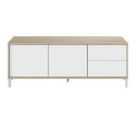 LOUNGITUDE Meuble TV, Blanc/chêne, L130 x P41 x H47cm