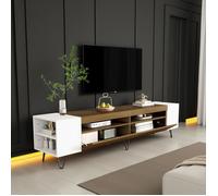 MEUBLE TV - AMBIANCE - 180 L x 36 P x 43 H - avec Compartiments latéraux ouverts - pour salon et chambre