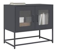 Meuble TV Anthracite 68x39x60, 5 cm en Acier Laminé à Froid, Buffet de Rangement Multifonction Stable pour Salon, Salle à Manger, Bureau, Grand Espace de Stockage avec Fixation Murale Incluse