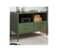 Meuble TV, Armoire de Télévision avec Pieds, Support Télé avec Rangement Salon Salle de Séjour, Vert Olive 68x39x50,5 843050