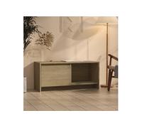 Meuble TV, Armoire de Télévision avec Porte et Compartiment, Meuble Télé avec Rangement Salle de Séjour, Chêne Sonoma Bois d'Ingénierie