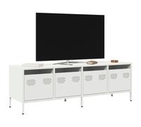 vidaXL Meuble TV Banc TV 202x39x43,5 cm Blanc acier laminé à froid
