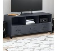 vidaXL Meuble TV, Armoire de Télévision avec Tiroirs et Étagères, Support Télé avec Rangement Salle de Séjour, Anthracite 100,5x39x43,5 cm Acier