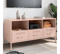 vidaXL Meuble TV 843037 avec pieds et rangement 100,5x39x50,5 cm Rose Acier