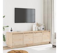vidaXL Meuble TV, Armoire de Télévision avec 4 Compartiments et 4 Portes, Meuble Télé avec Rangement Salon Salle de Séjour, Moderne, Marron Bois de Pin Massif