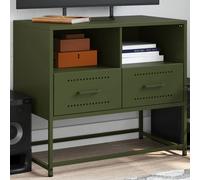 Vidaxl Meuble Tv Vert Olive 68x39x60,5 Cm Acier Multicolore